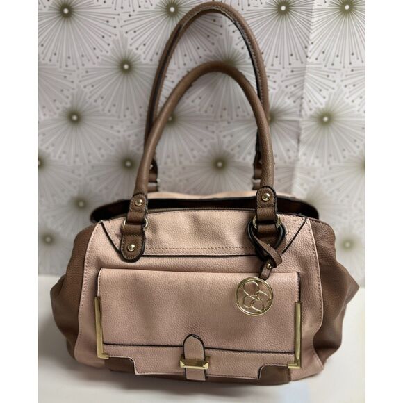 Jessica Simpson dusty pink and brown pebbled vegan leather satchel - Picture 3 of 10